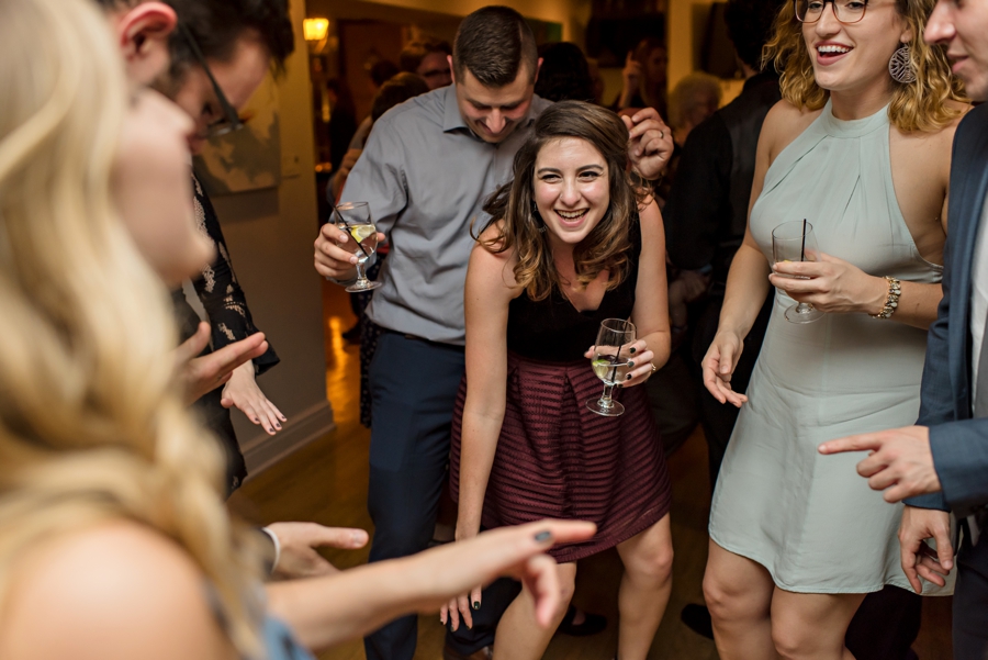 Wedding guests dancing at a Philly wedding.